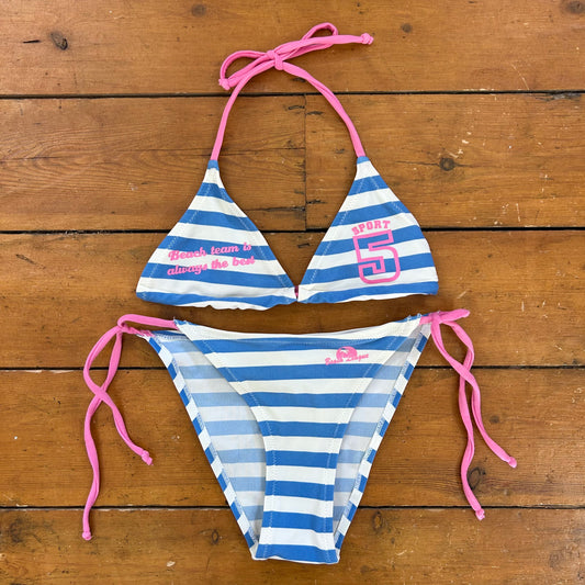 vintage 00s blue striped bikini