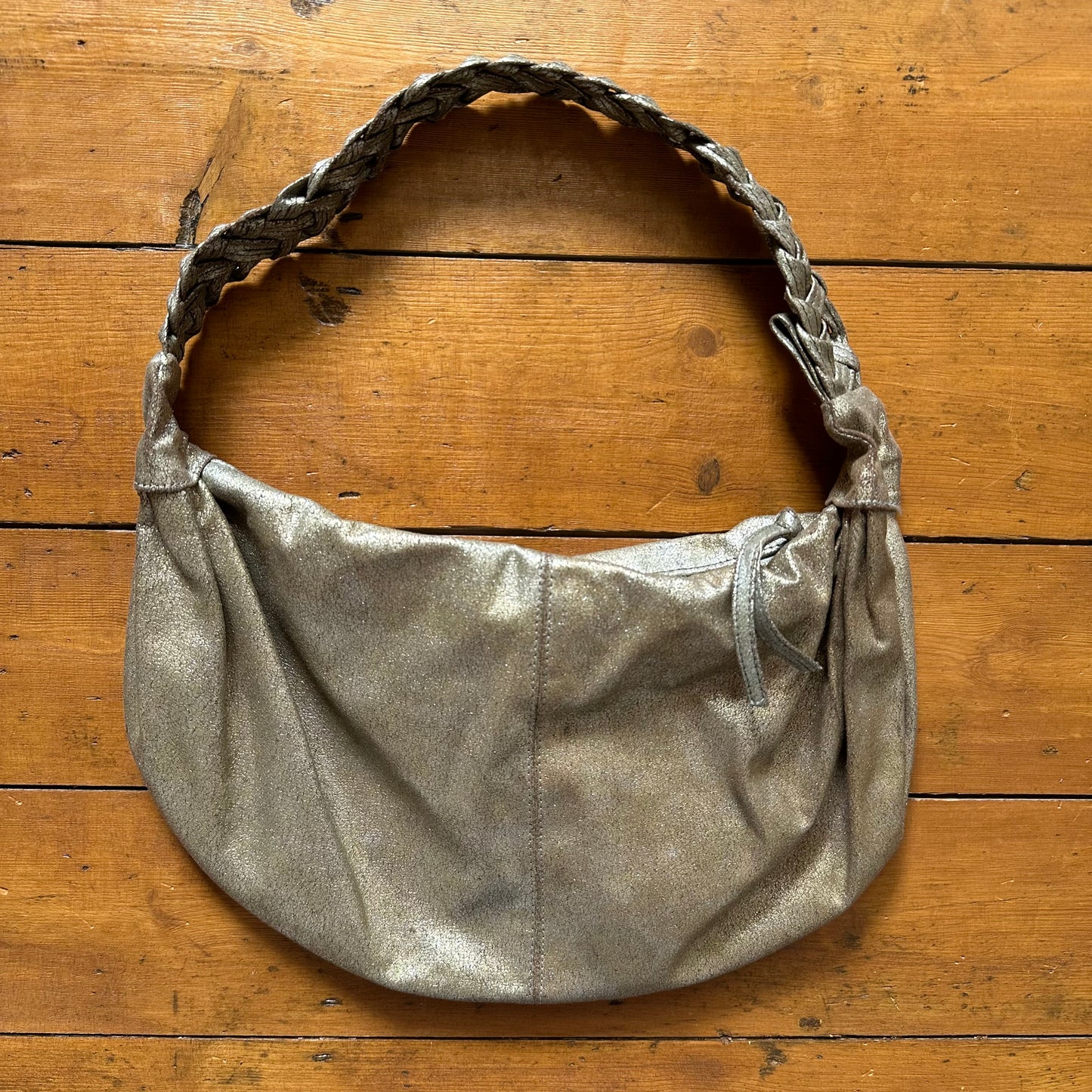 vintage 00s gold handbag with braided strap