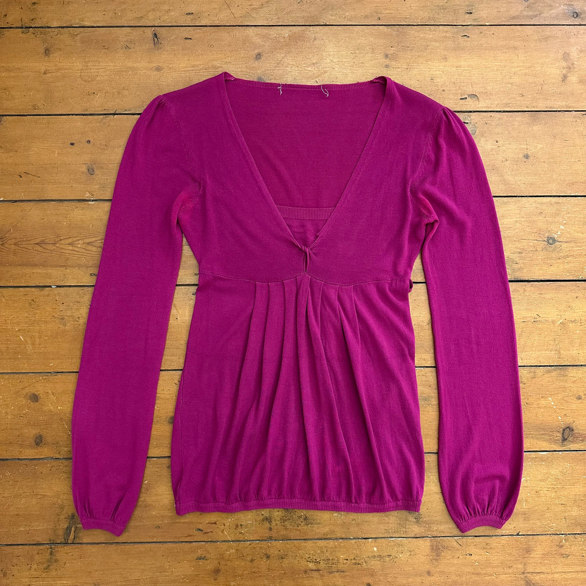 vintage 00s fuchsia long sleeve babydoll top