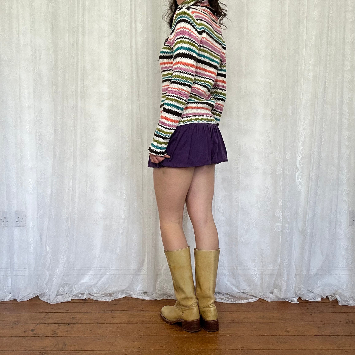 vintage 00s killah striped roll neck knitted jumper
