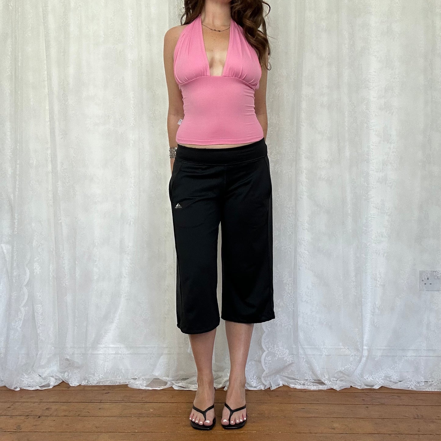 vintage 00s black adidas capri pants