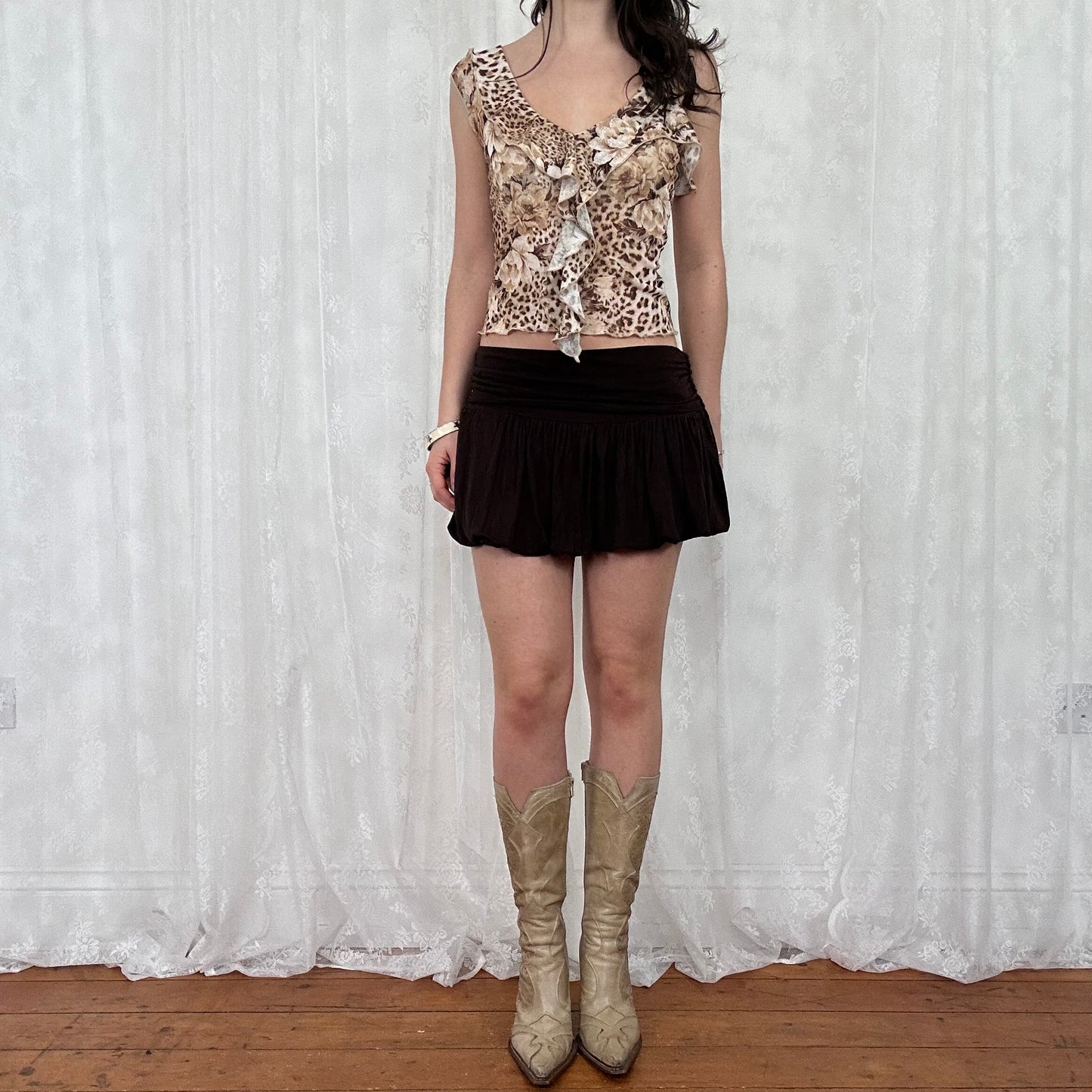 vintage 00s floral leopard print cami top