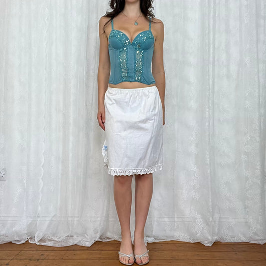vintage 00s blue sequin corset top