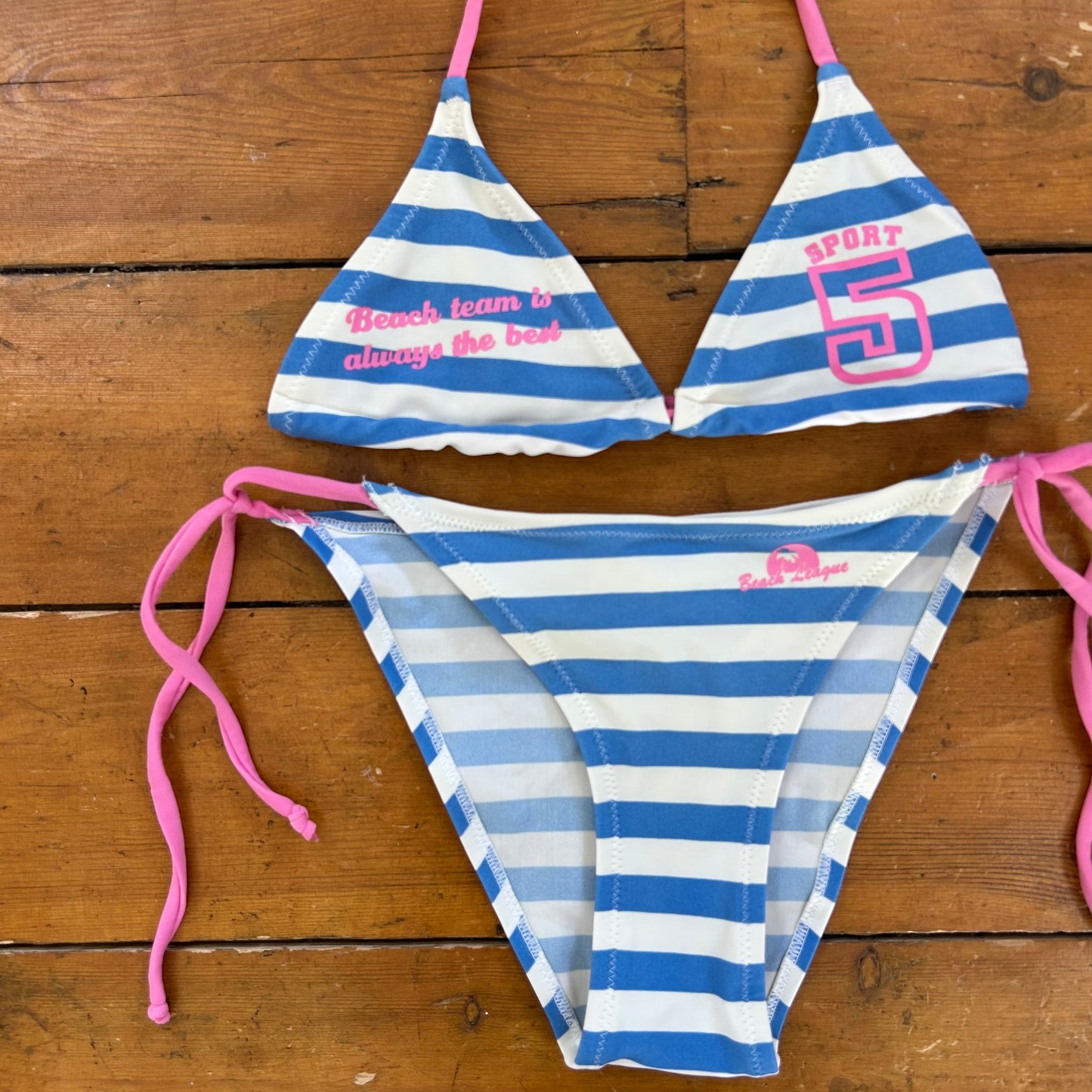 vintage 00s blue striped bikini