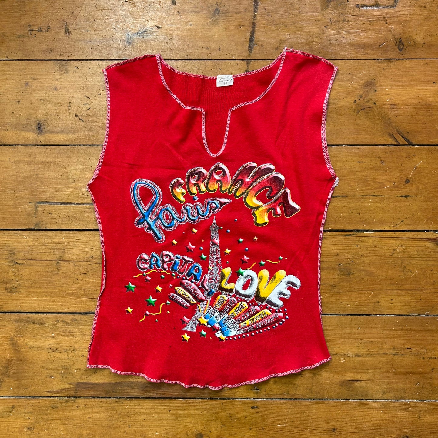 vintage 00s paris tourist tank top