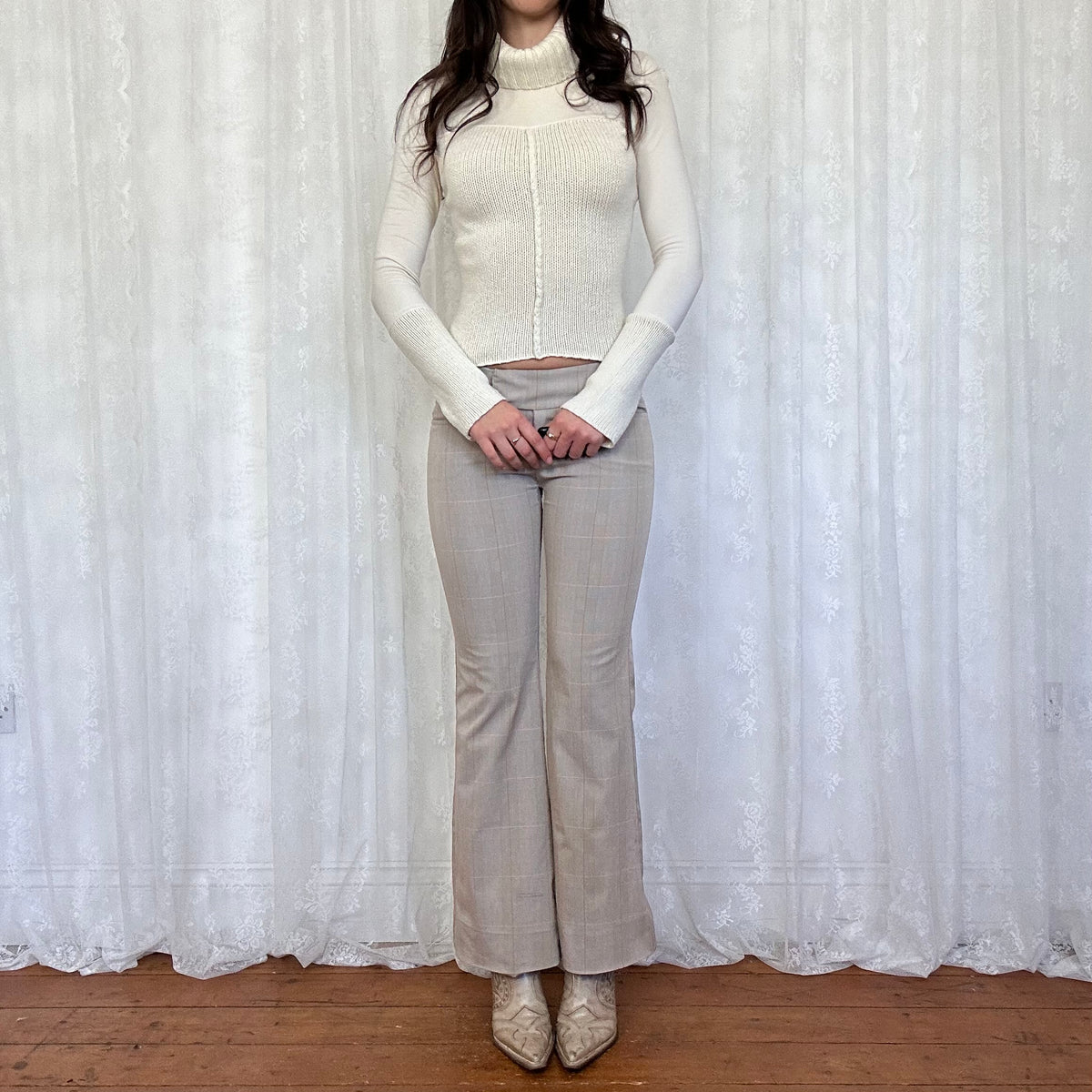 vintage 00s white knitted rollneck jumper