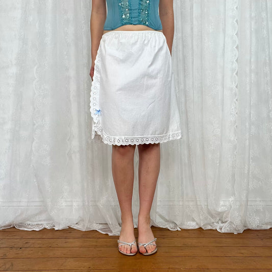 vintage 00s white broderie trim midi skirt