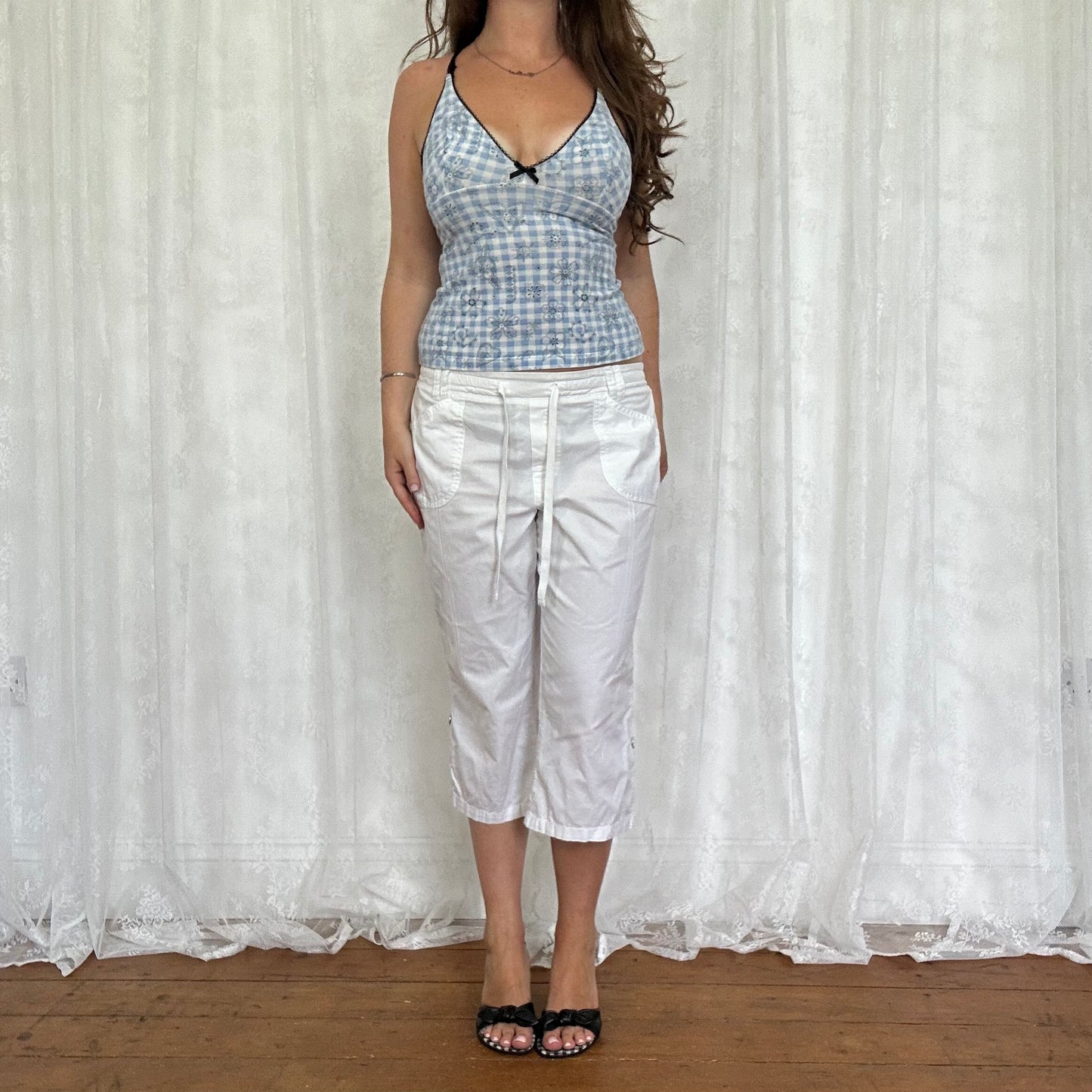 vintage 00s blue gingham intimissimi cami