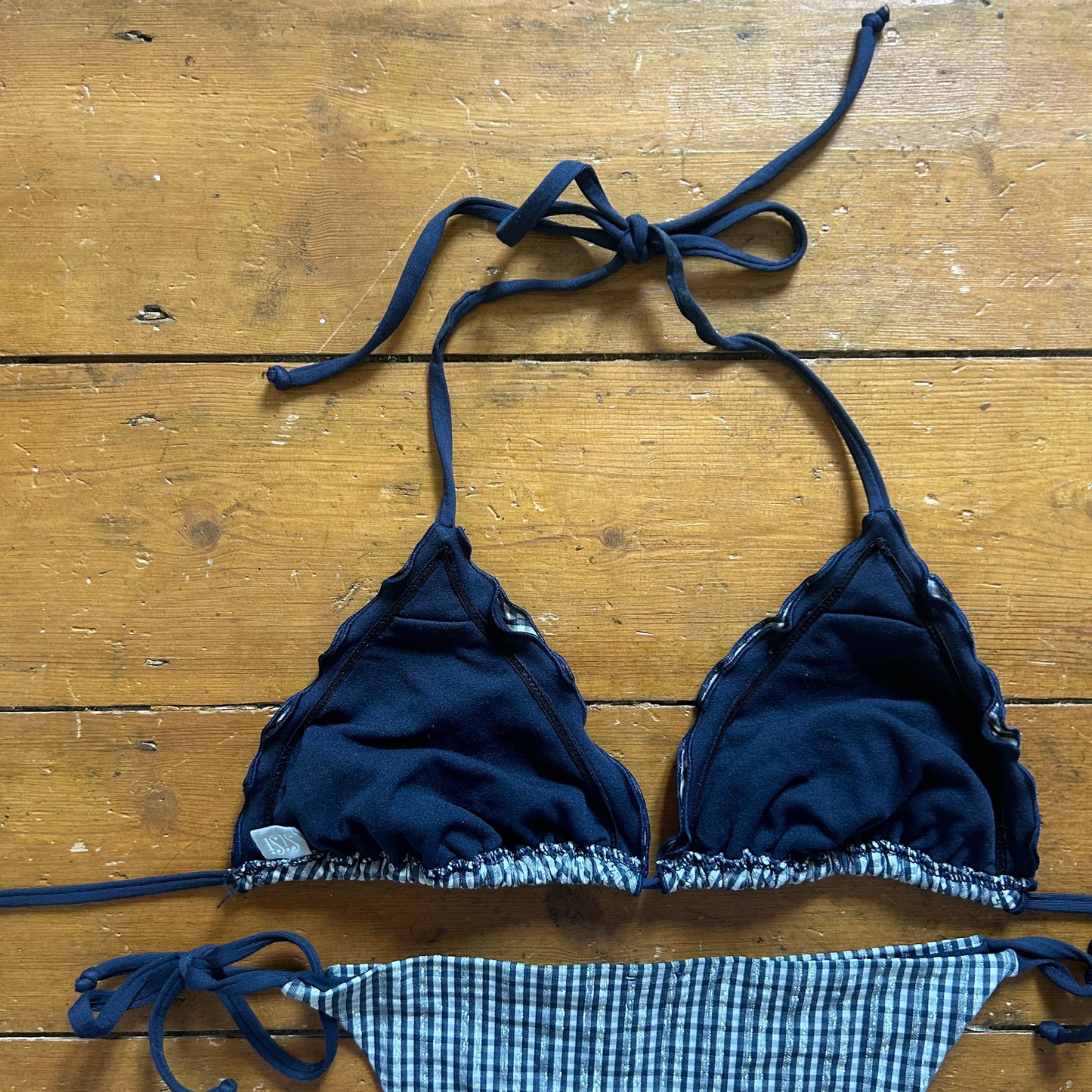 vintage 00s blue checkered bikini