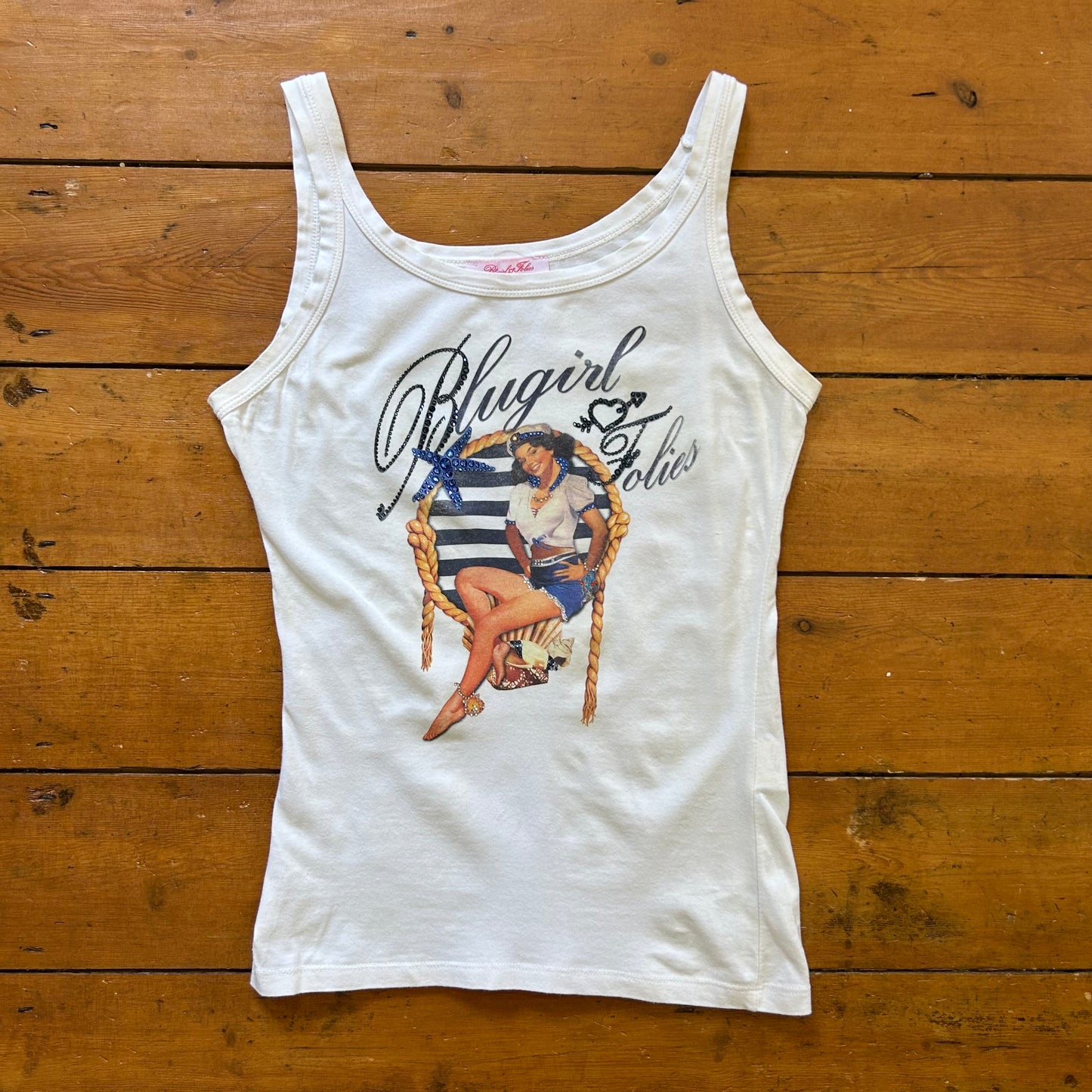 vintage 00s blumarine sailor graphic cami top