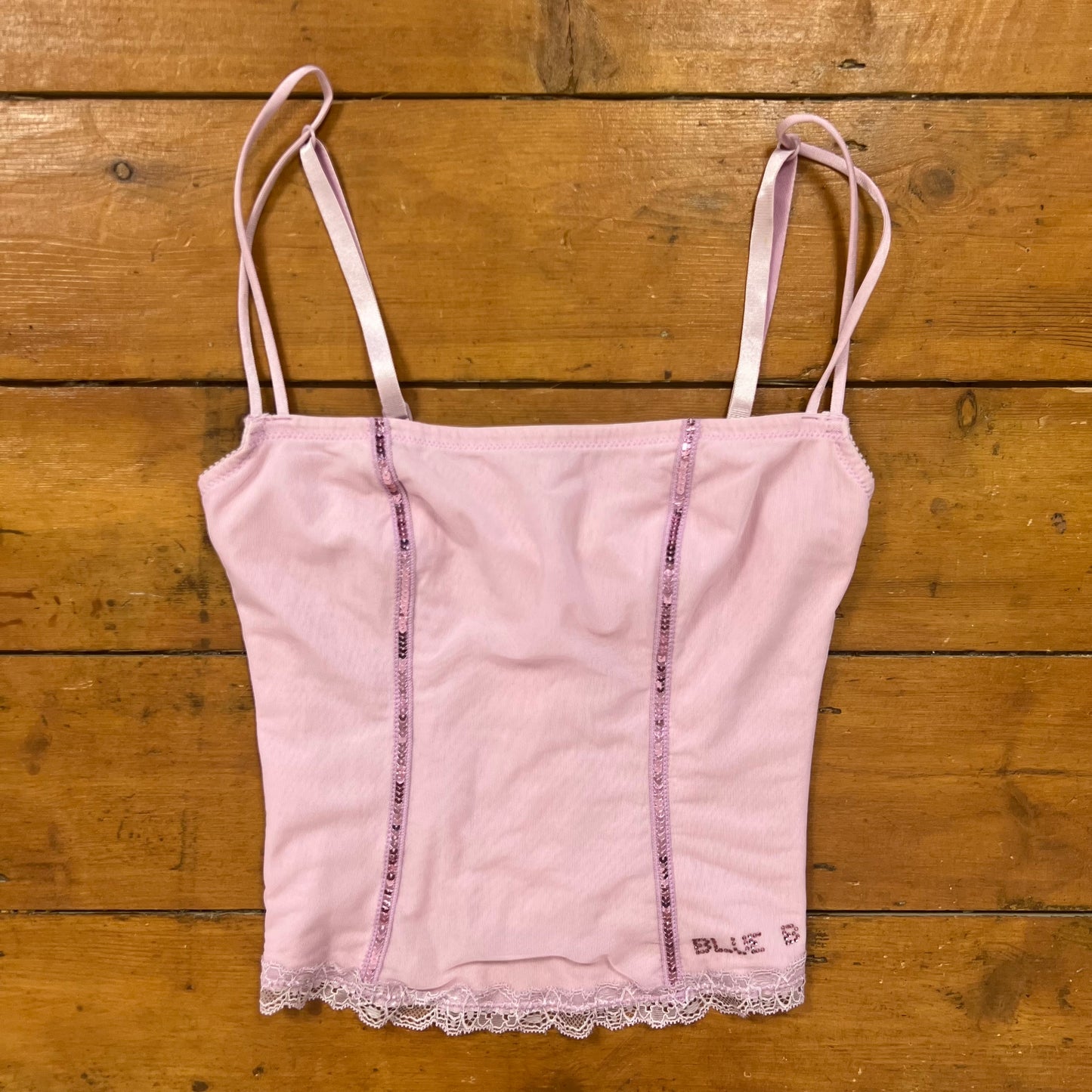 vintage 00s pink sequin cami with boning