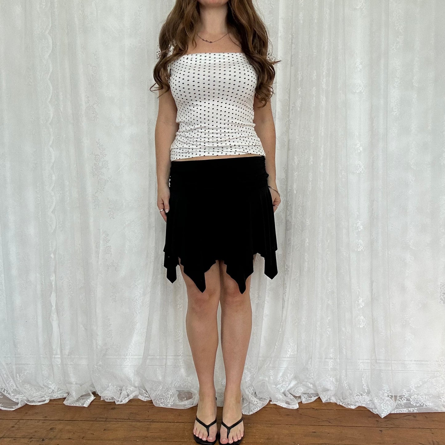 vintage 00s black slinky mini skirt