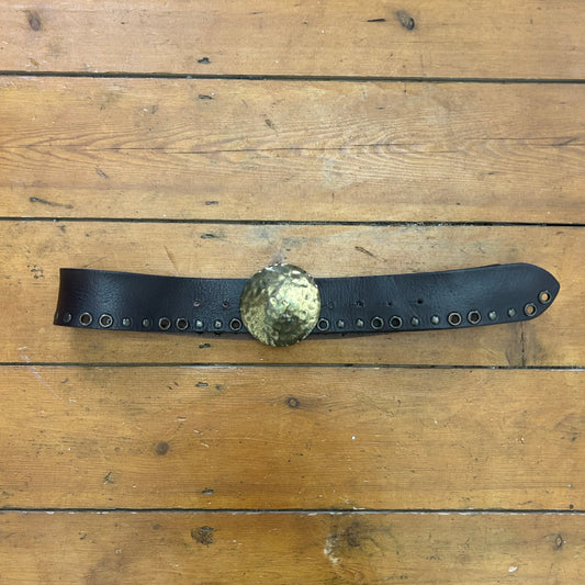 vintage 00s brown leather disc belt
