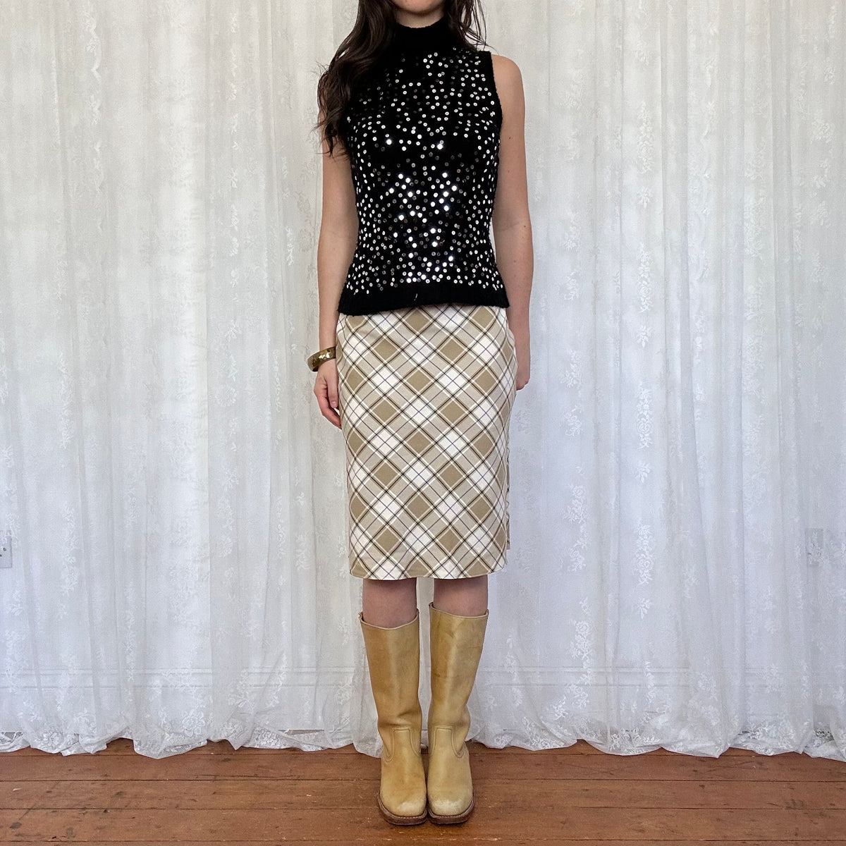 vintage 00s black sequin turtleneck