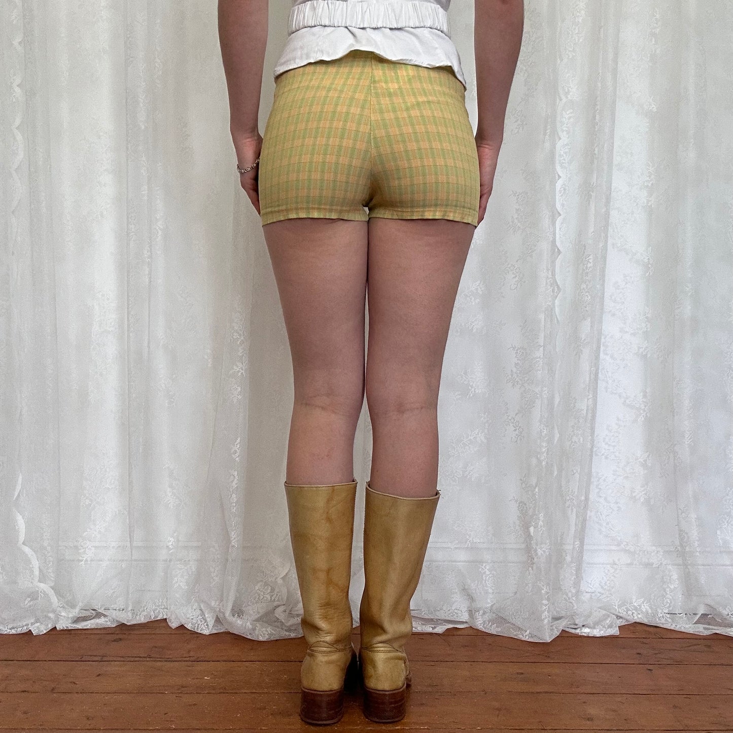 vintage 00s checkered button up micro shorts