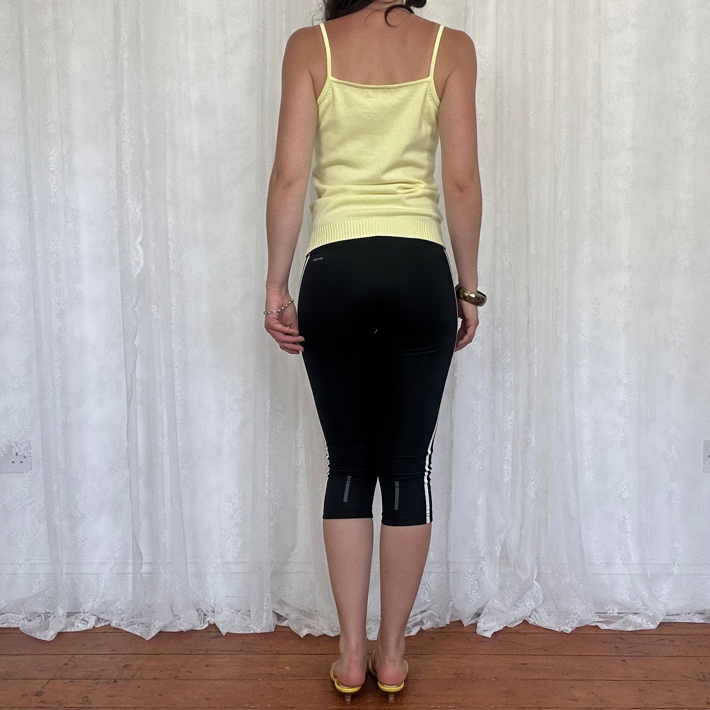 vintage 00s baby yellow beaded thin knit cami