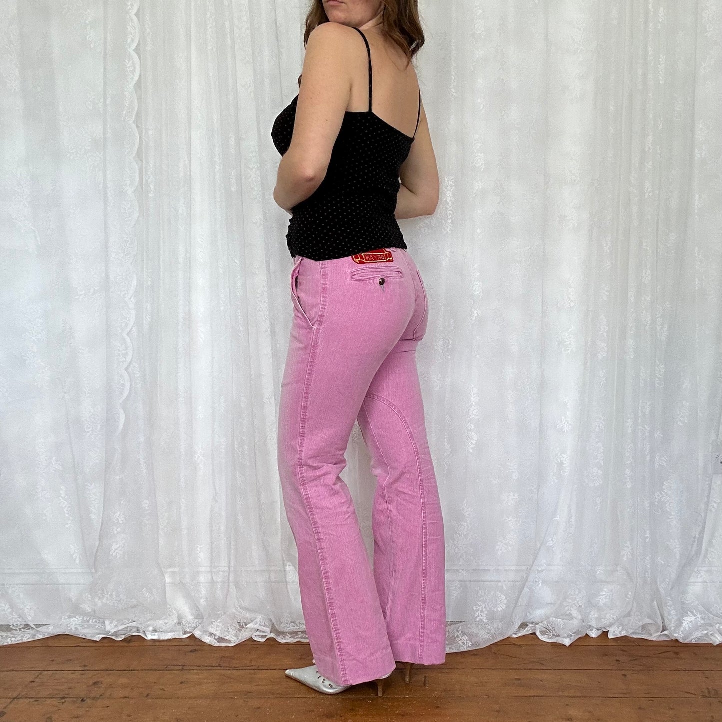 vintage 00s black polka dot hook and eye top