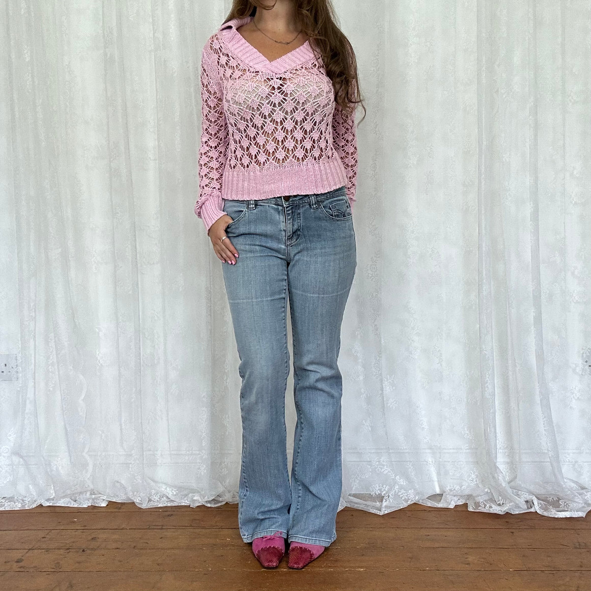 vintage 00s light wash bootleg jeans