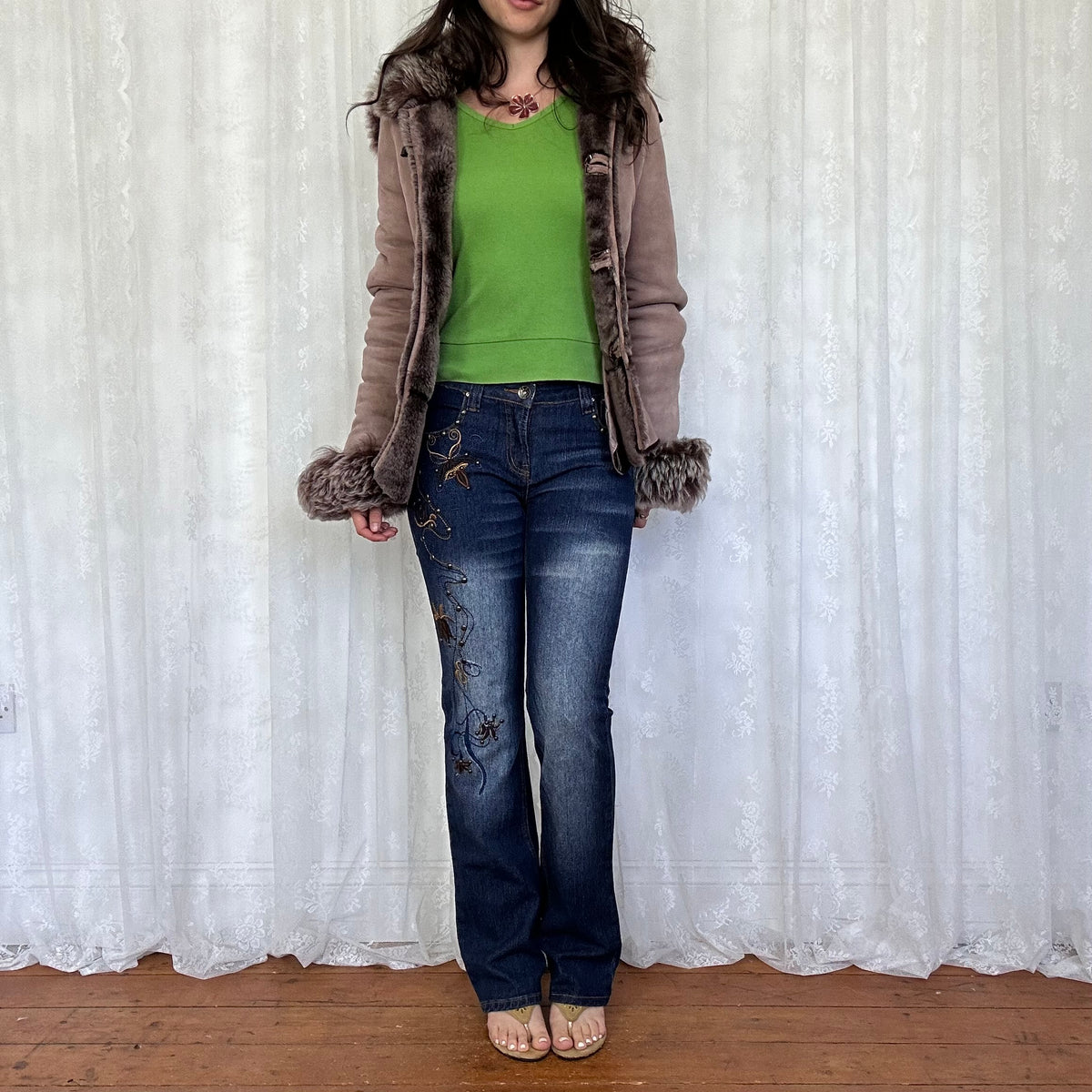 vintage 00s brown hooded afghan coat