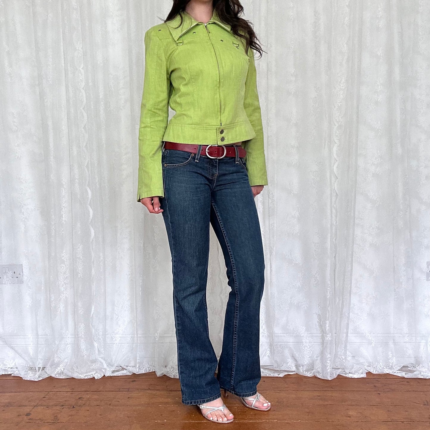 vintage 00s green zip up lightweight jacket