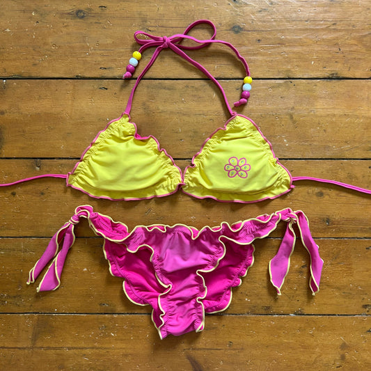 vintage 00s pink and yellow bikini