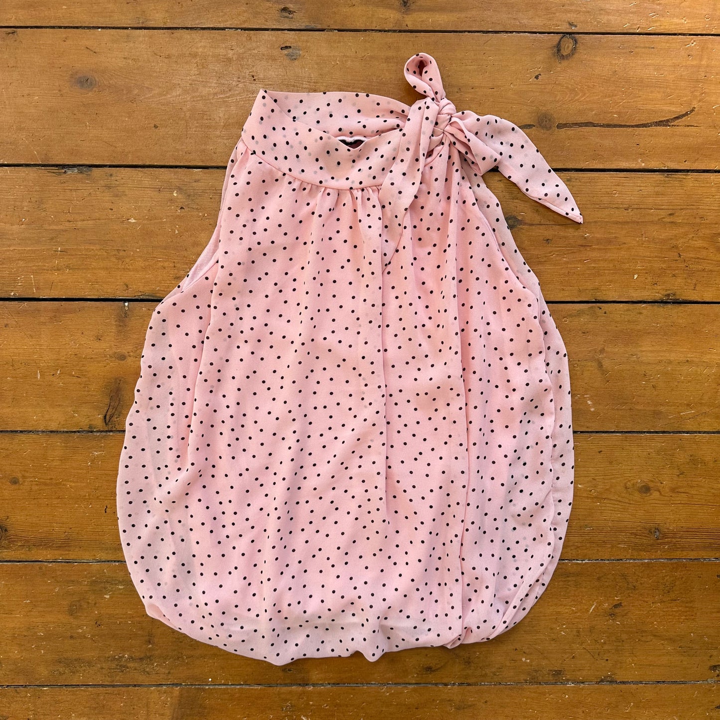 vintage 00s pink polka dot high neck top