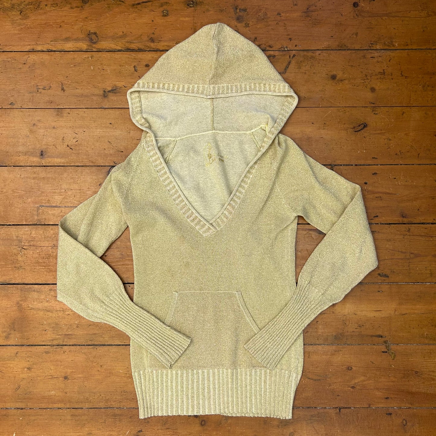 vintage 00s gold glittery hooded top