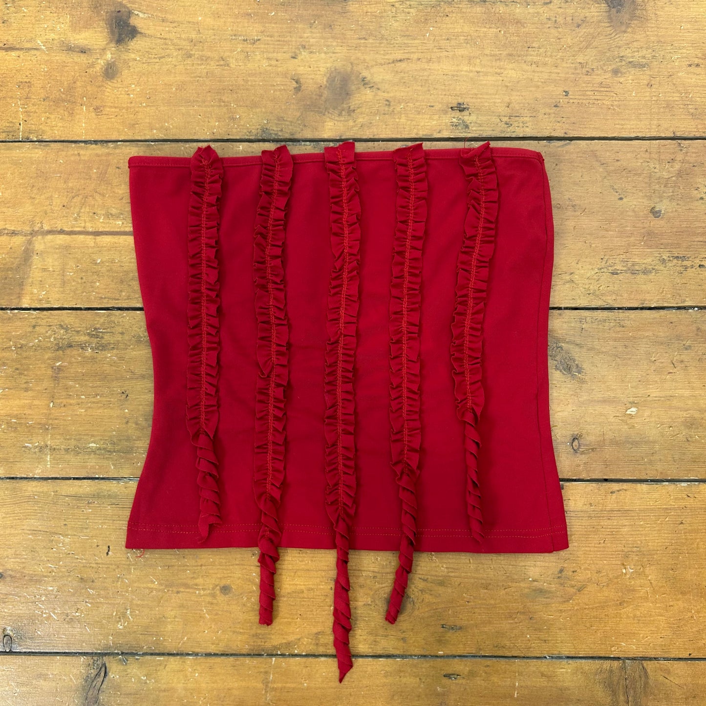 vintage 00s red strapless slinky top