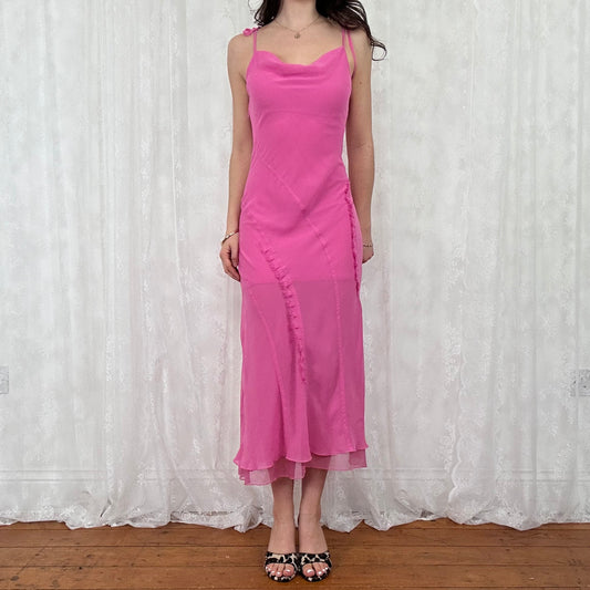 vintage 00s pink cowl neck maxi dress