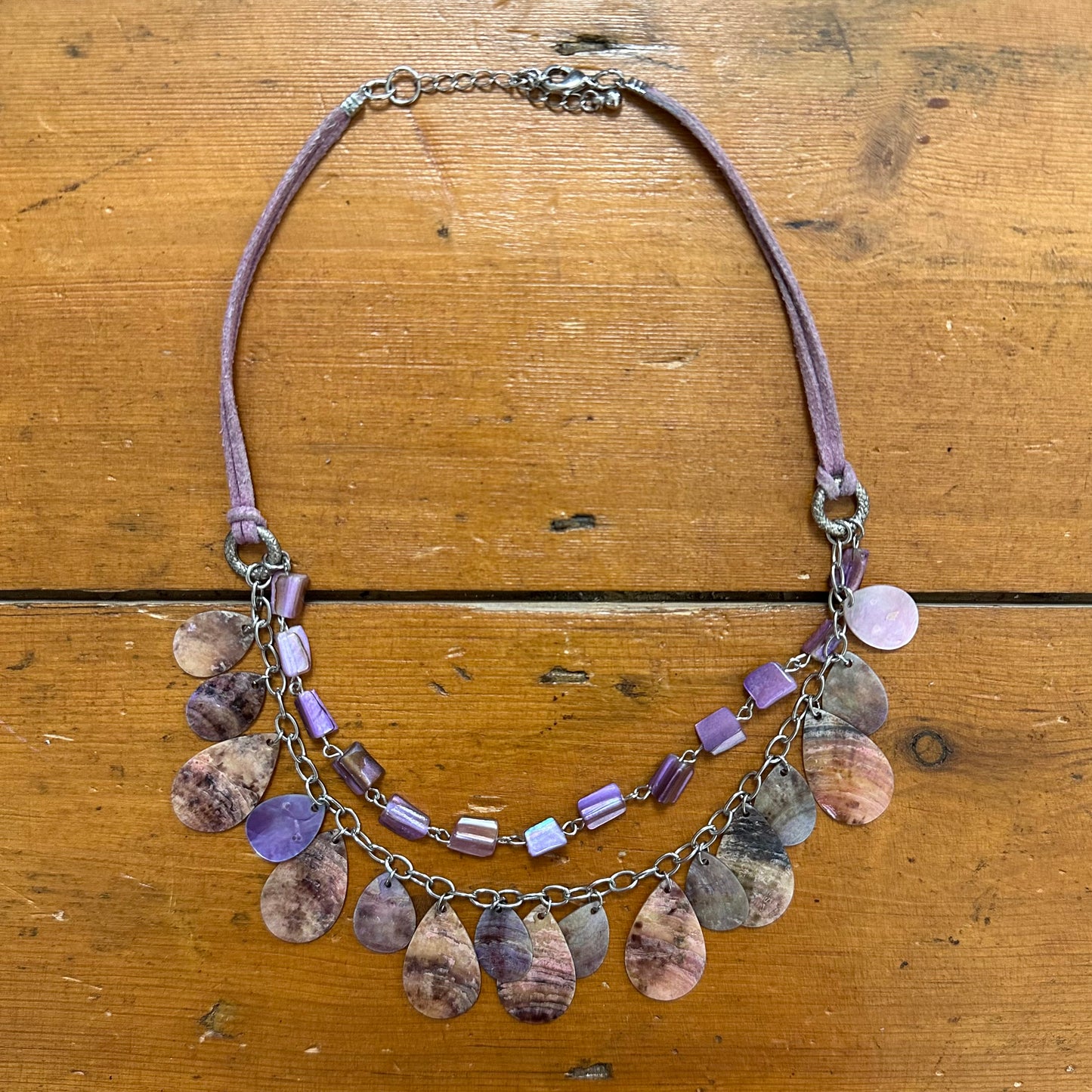 vintage 00s purple shell double layered necklace