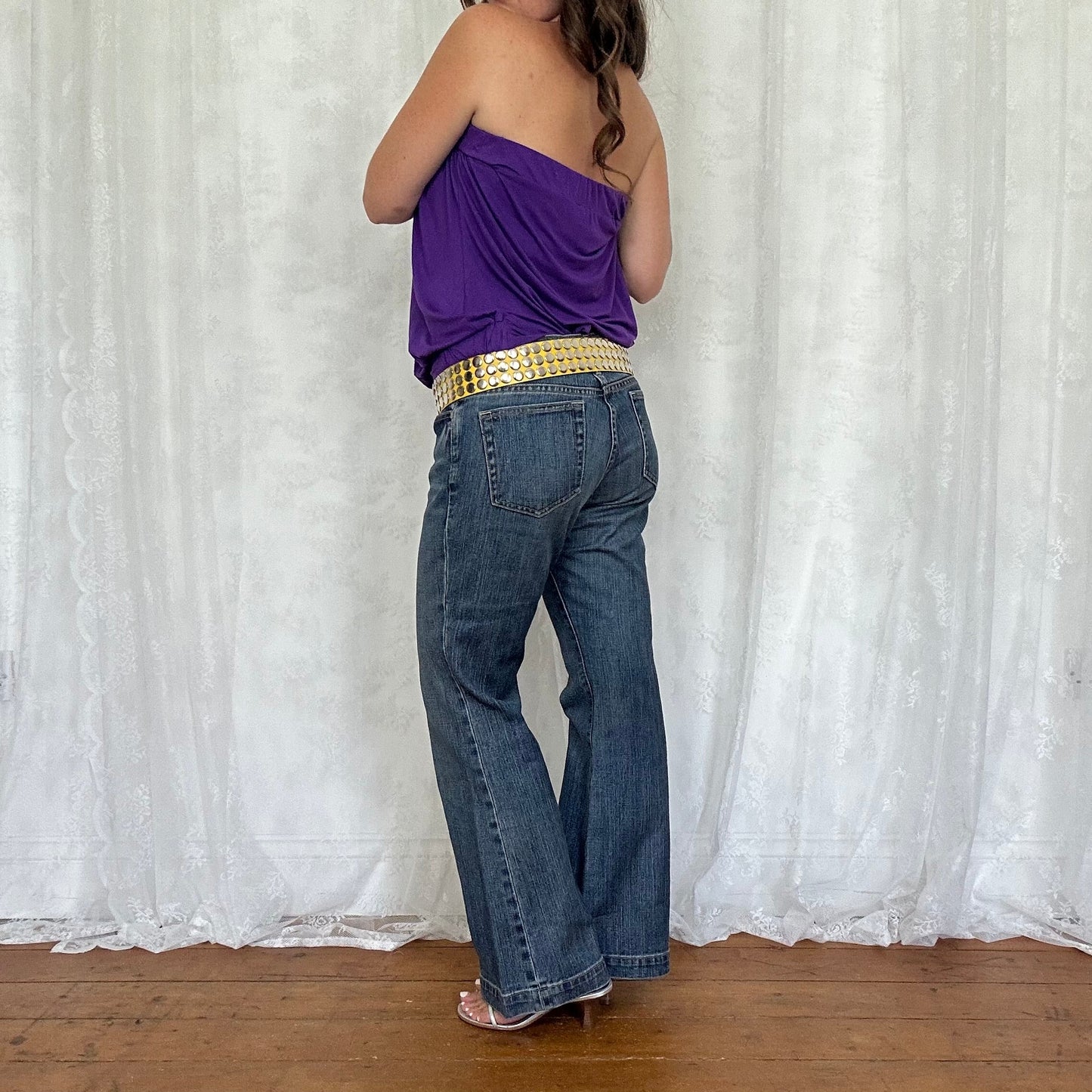 vintage 00s purple strapless top
