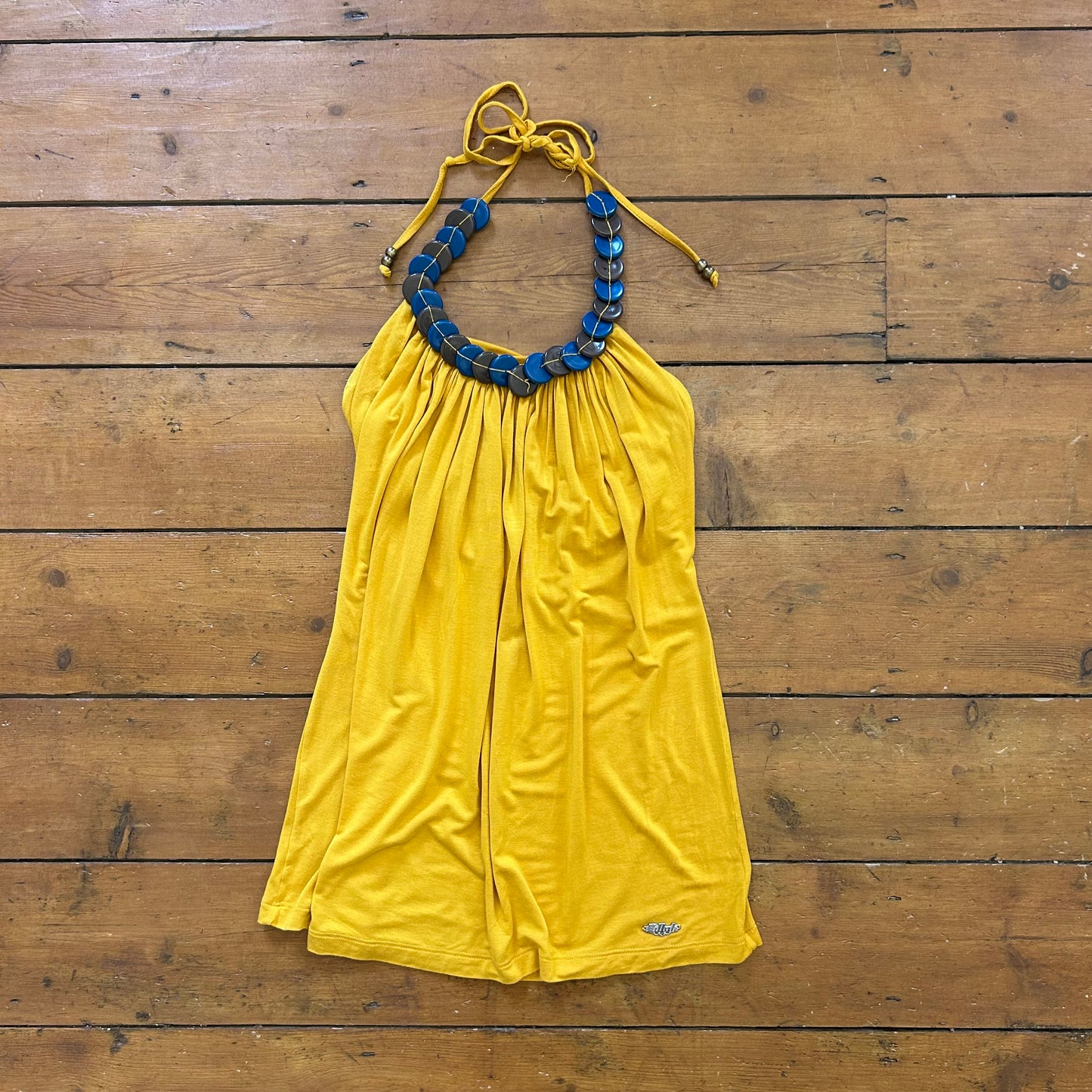 vintage 00s yellow beaded neck halter top