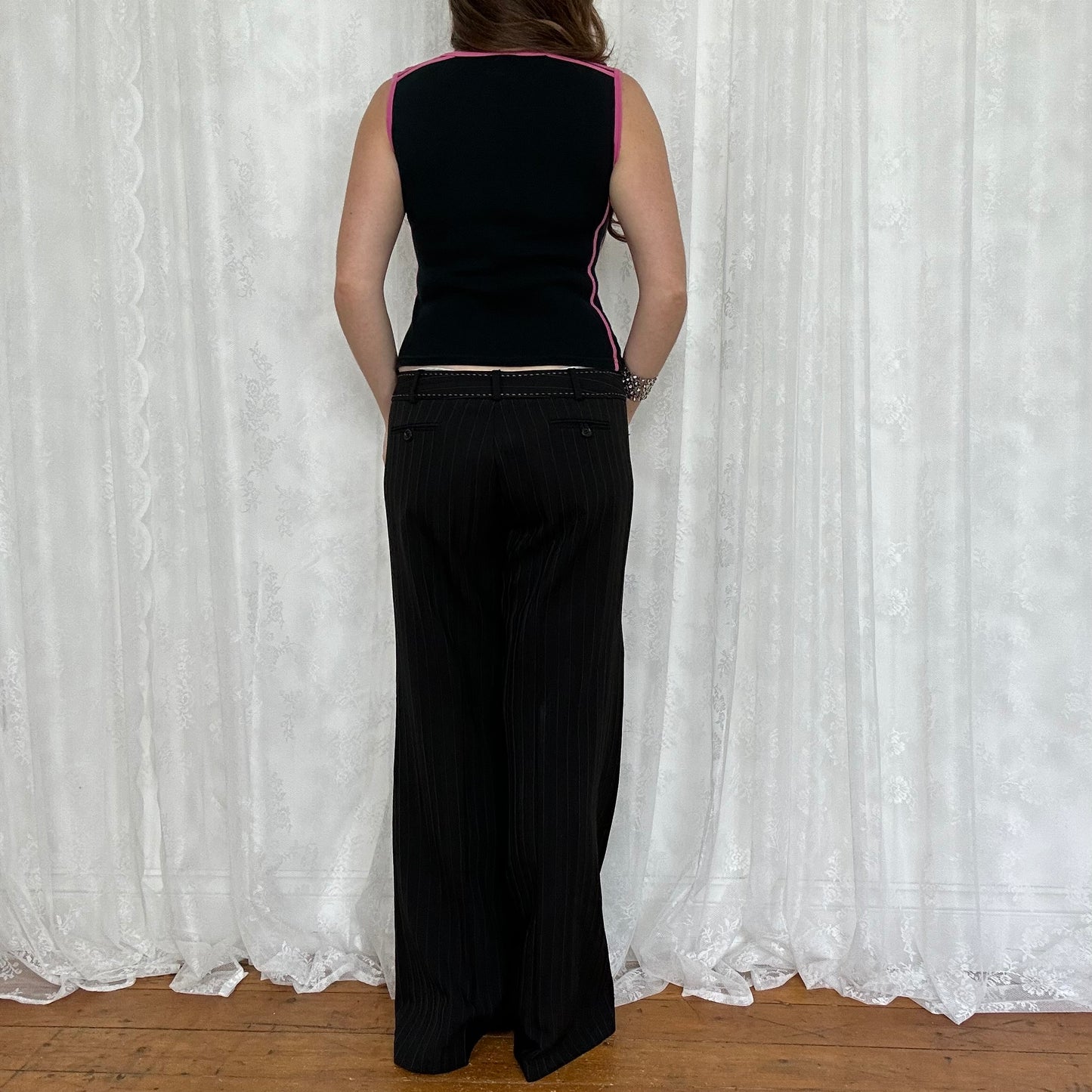 vintage 00s pink and black 55 tank top