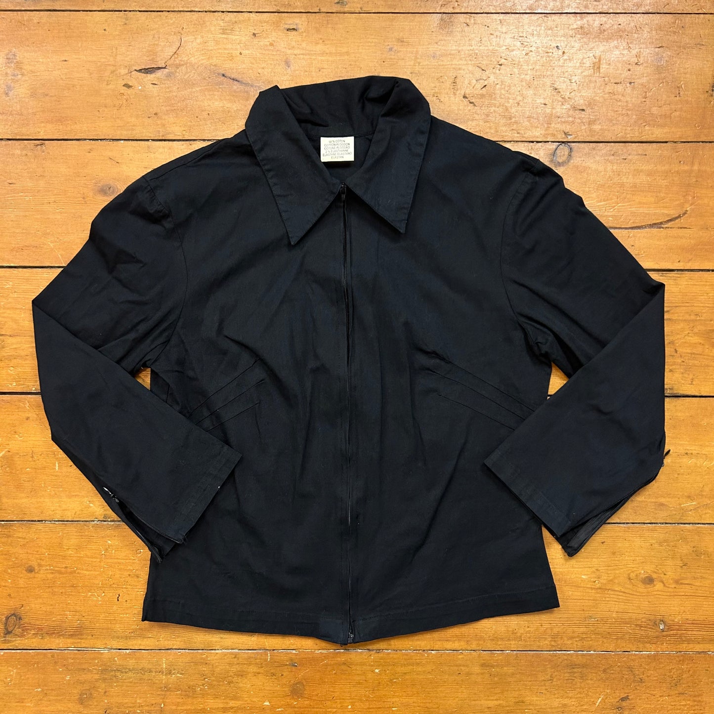 vintage 00s black crop sleeve zip shirt