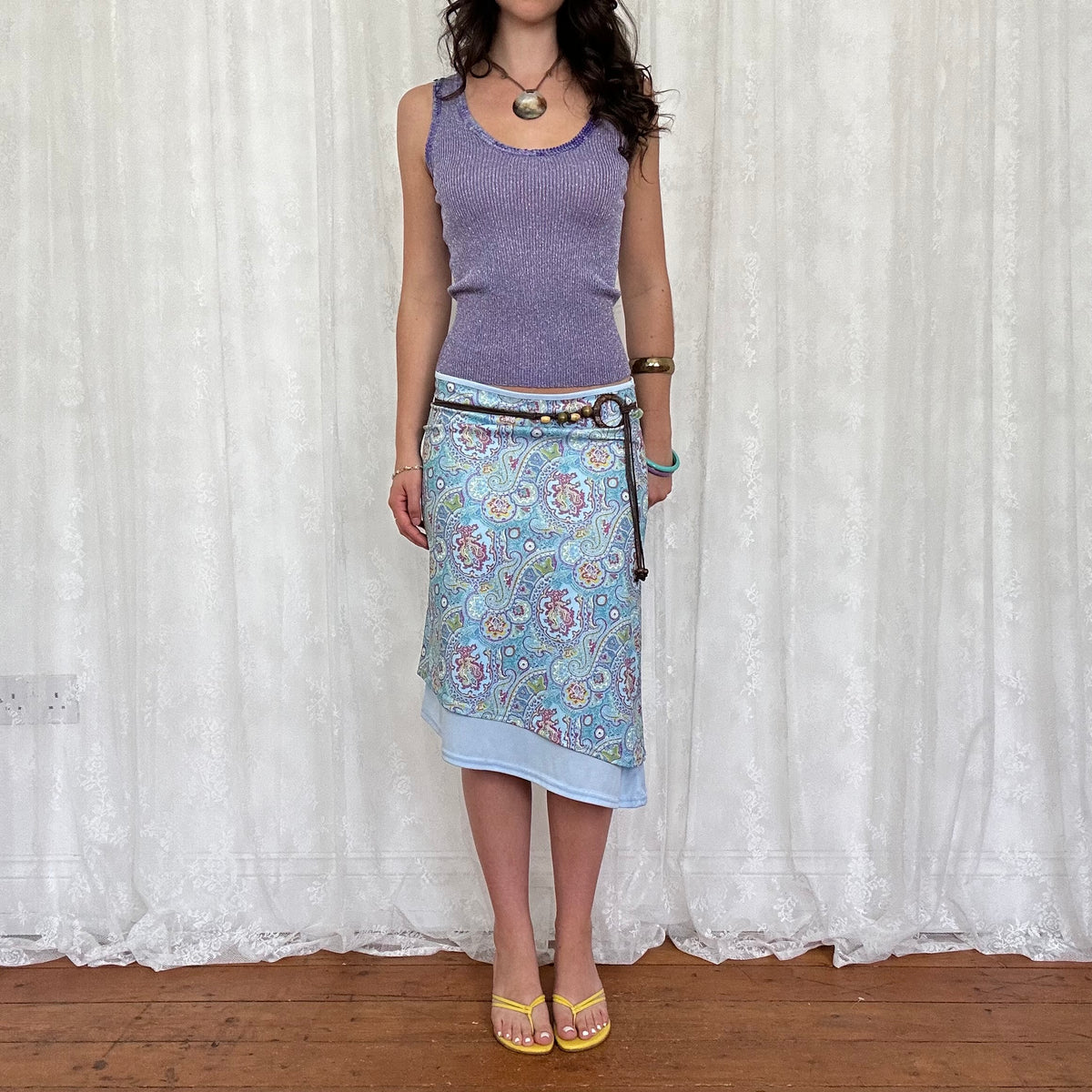 vintage 00s purple metallic sequin trim tank top