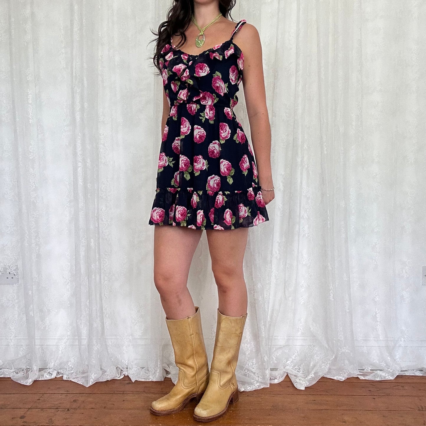 vintage 00s abercrombie and fitch floral mini dress