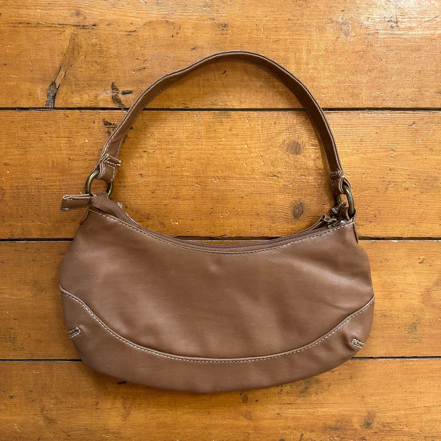 vintage 00s brown faux leather mini handbag
