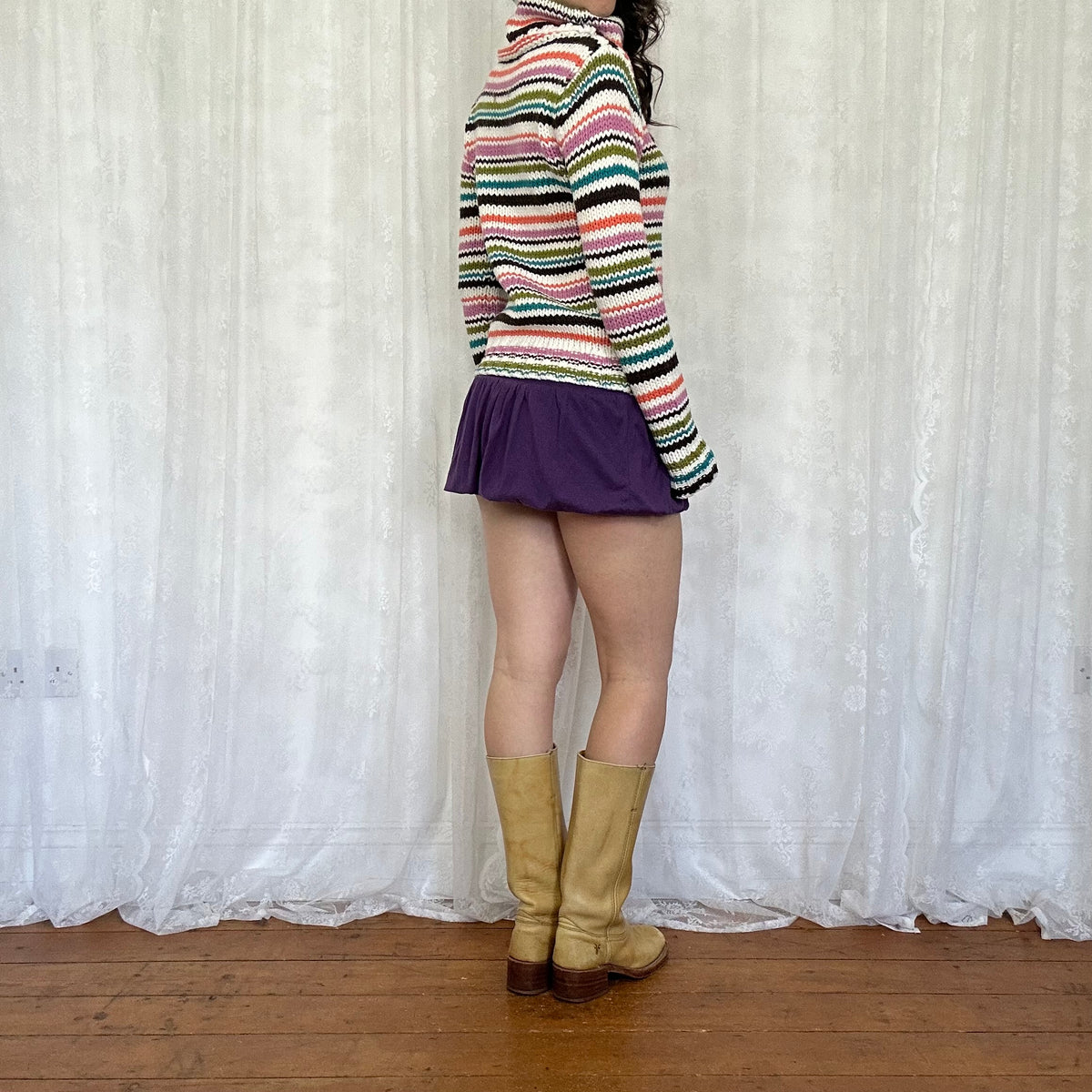vintage 00s killah striped roll neck knitted jumper