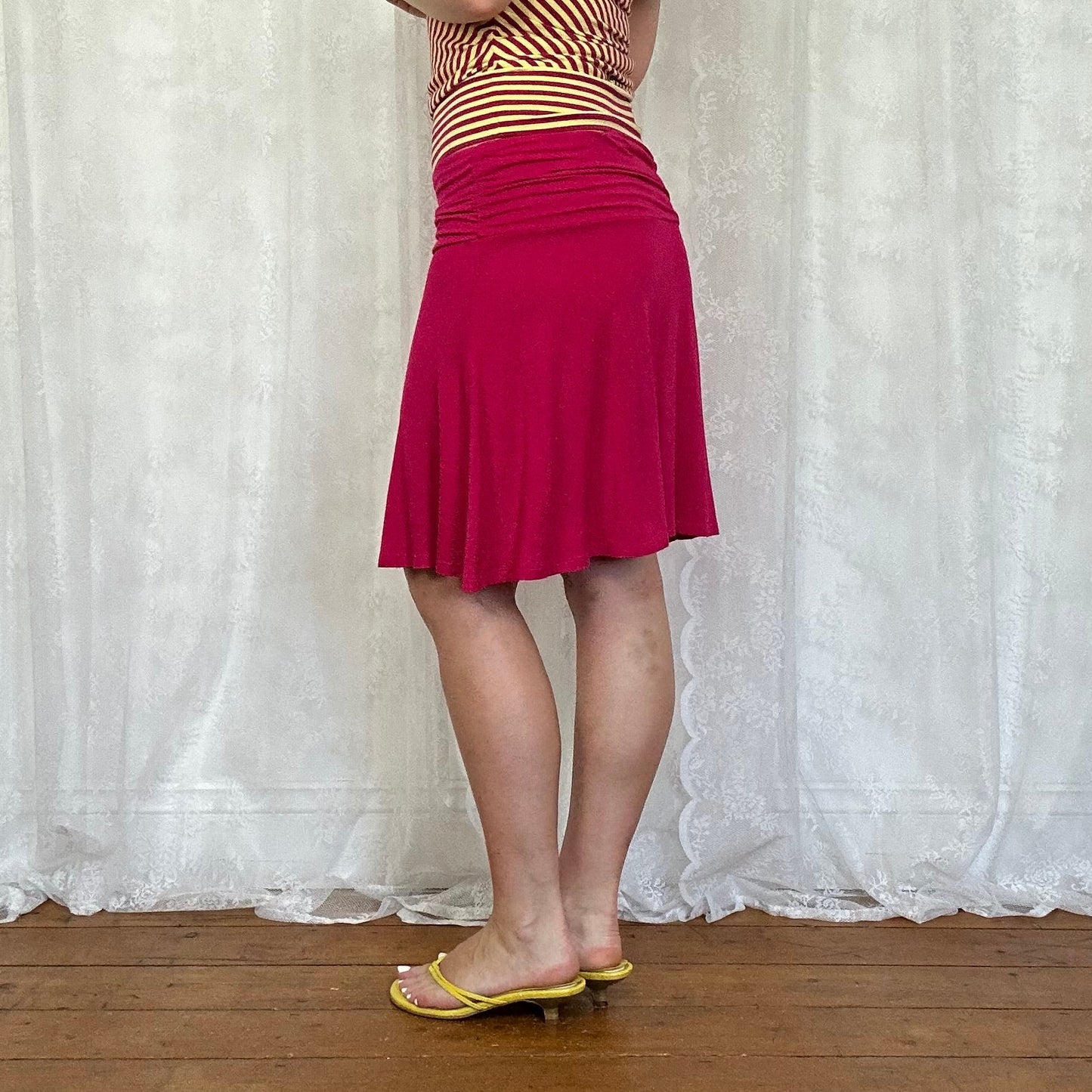 vintage 00s hot pink knee length skirt
