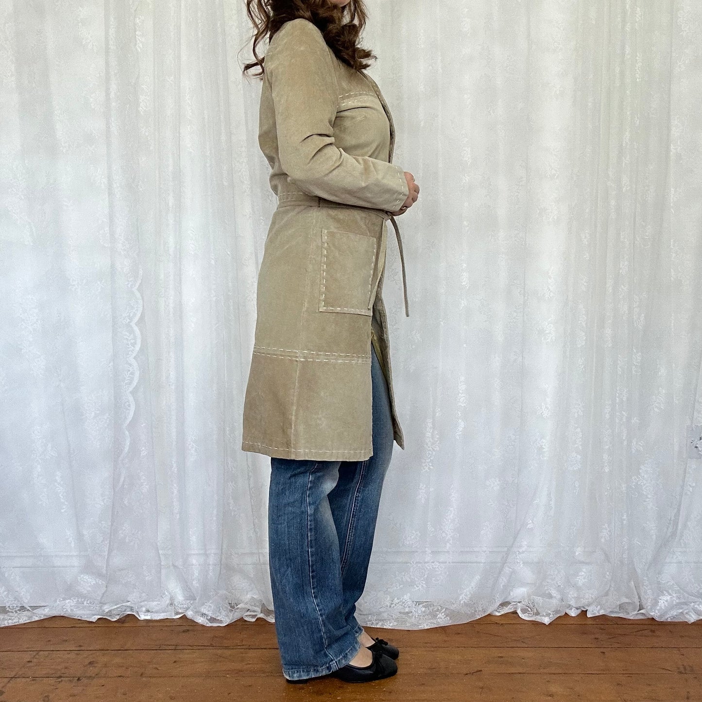 vintage 00s genuine leather long coat
