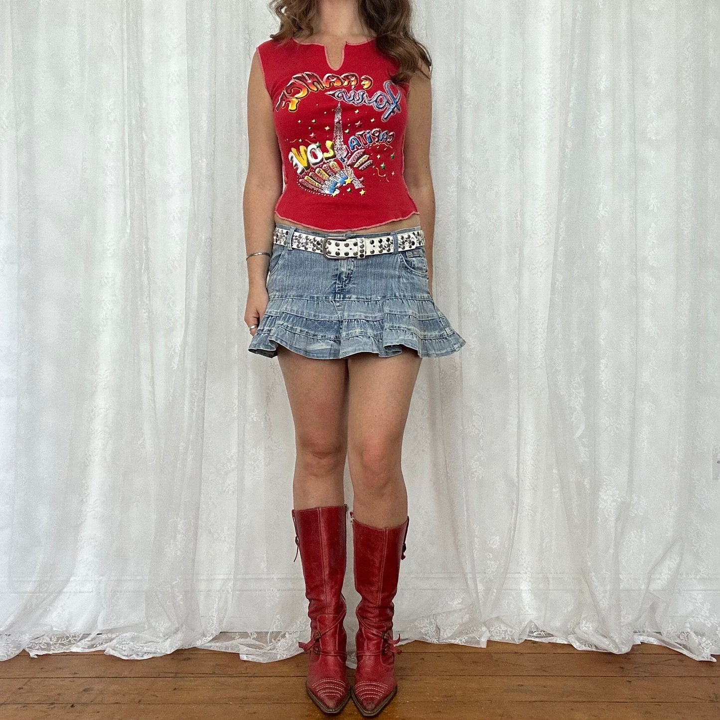 vintage 00s paris tourist tank top