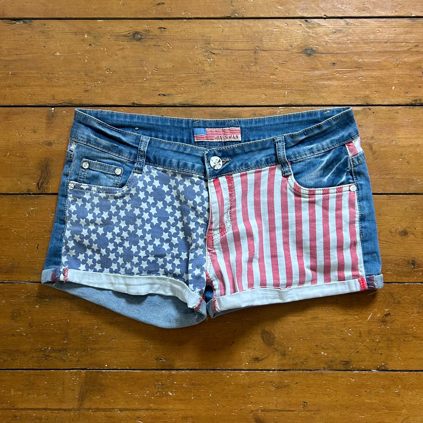vintage 00s american flag denim shorts