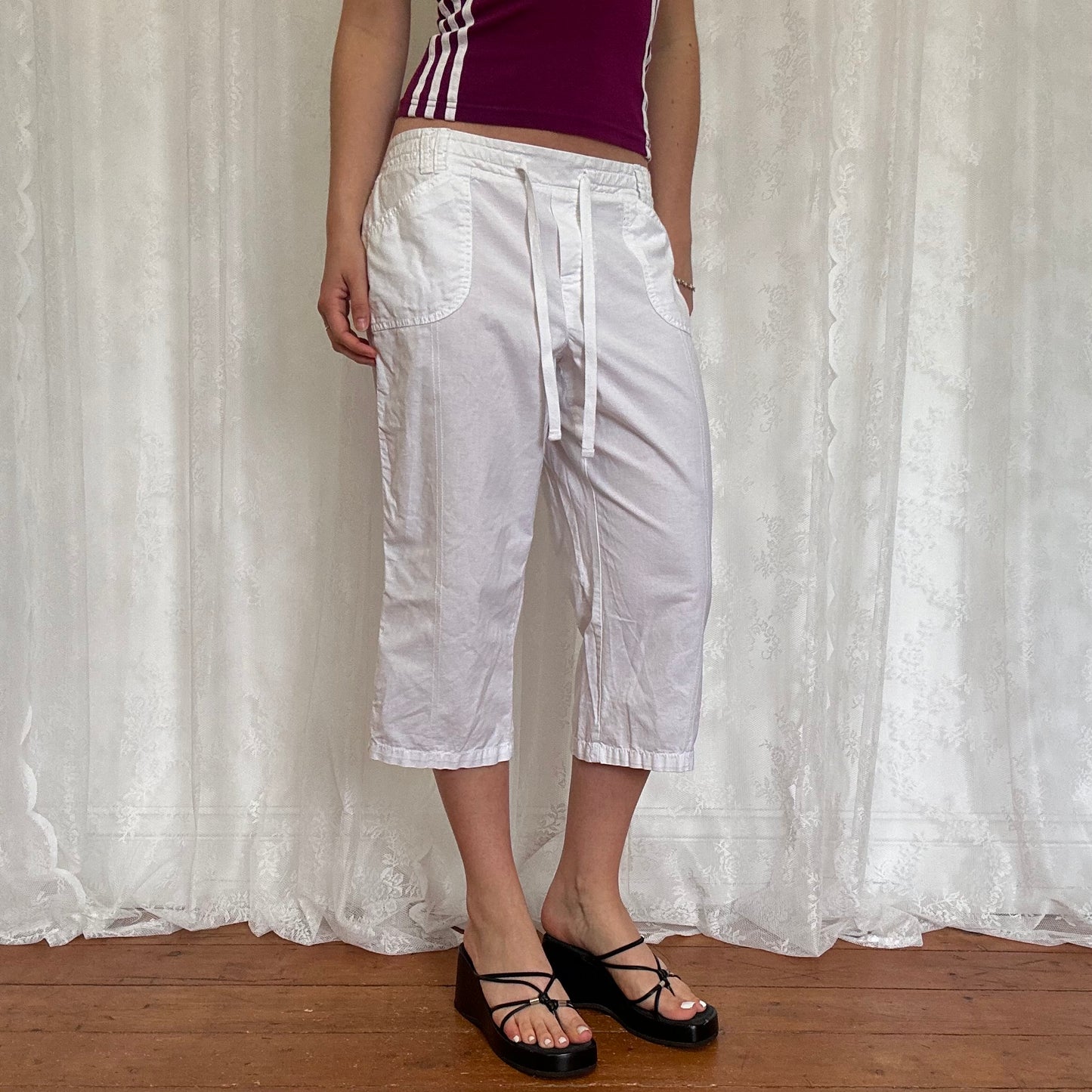 vintage 00s white capri trousers