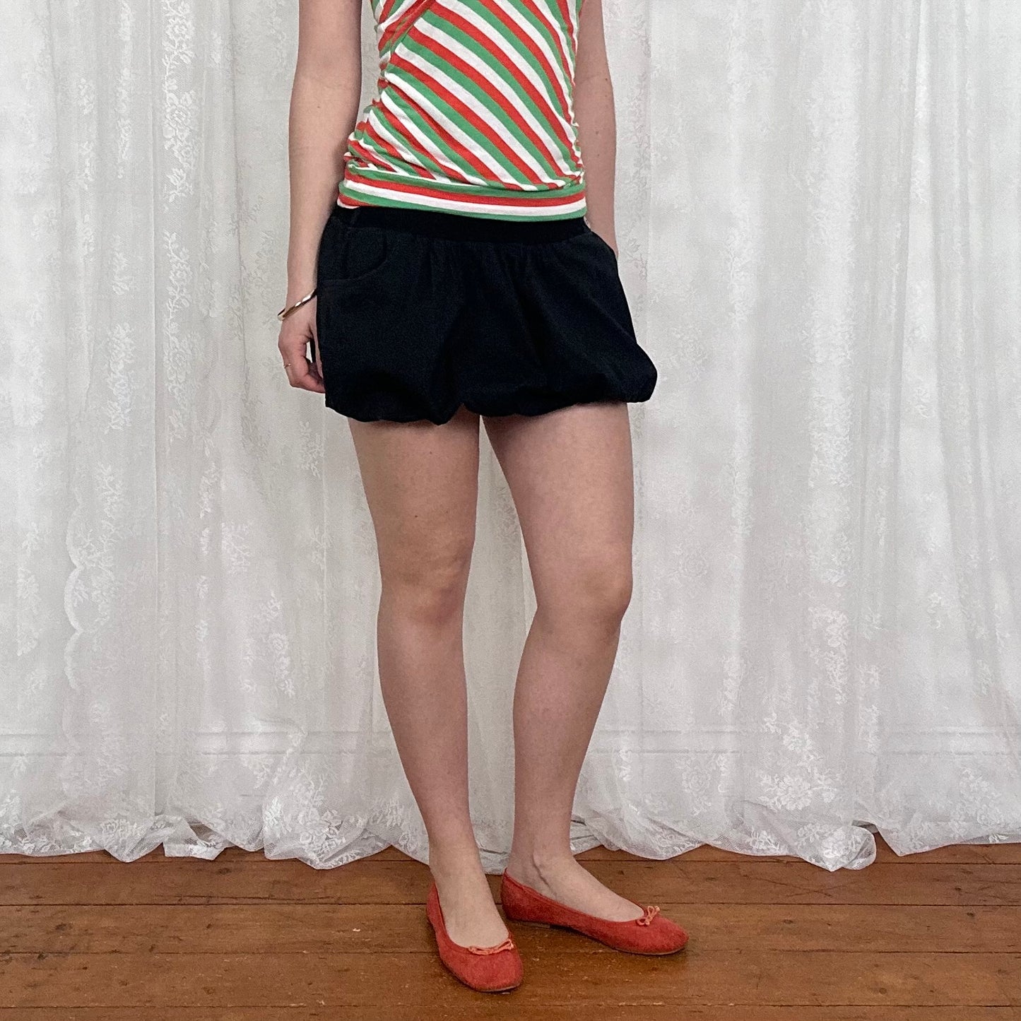 vintage 00s black puffball mini skirt