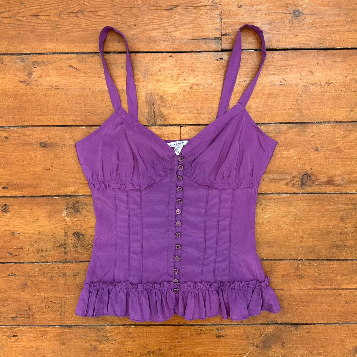 vintage 00s magenta silk button up cami
