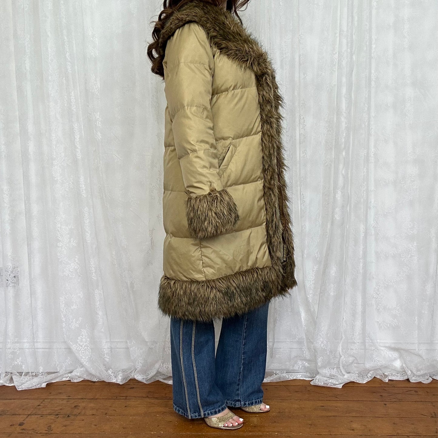 vintage 00s Morgan de toi longline faux fur trim coat