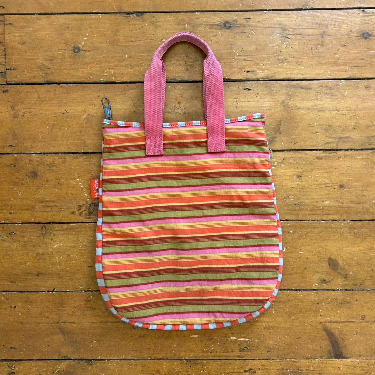 vintage 00s kipling multicolored stripey bag