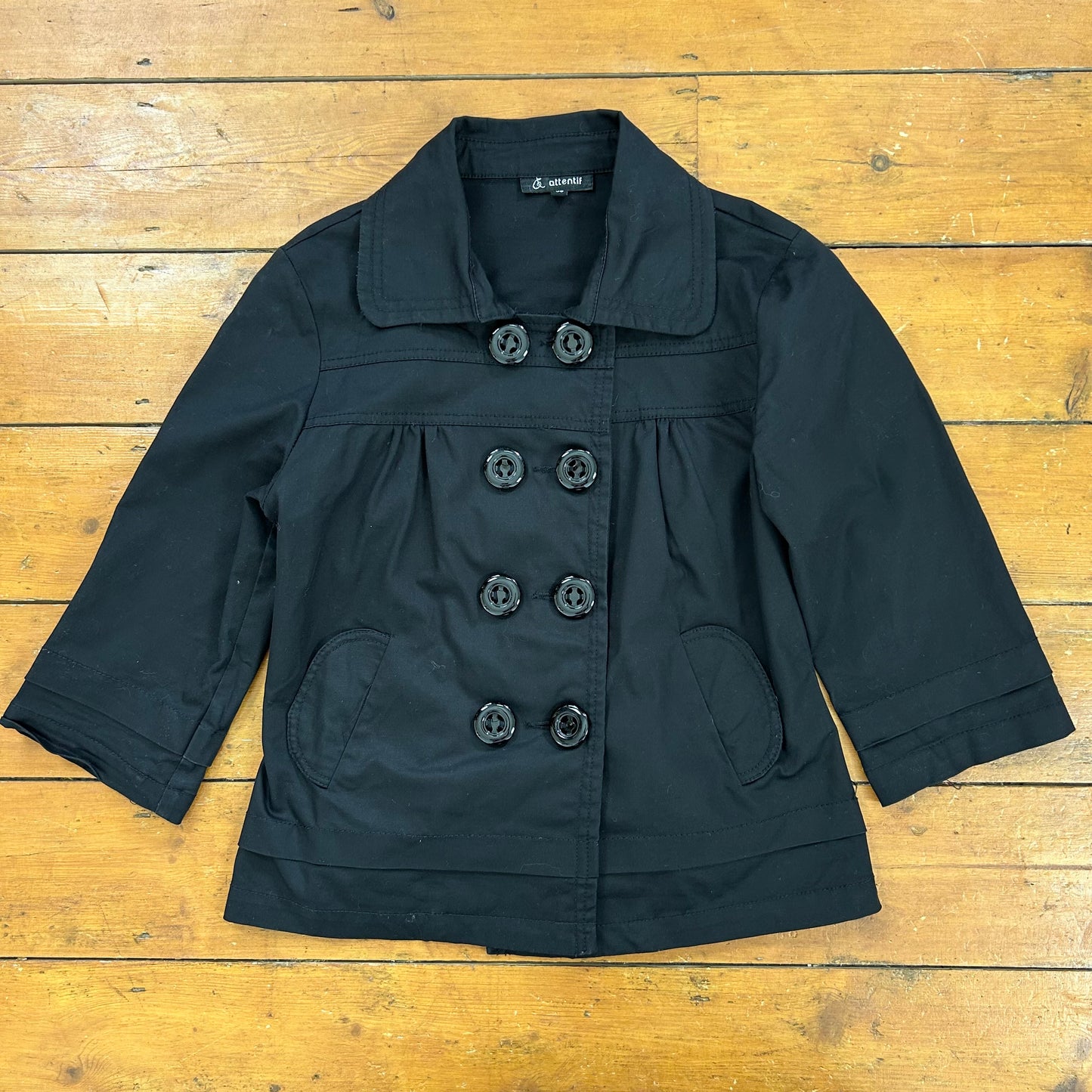 vintage 00s black crop sleeve peacoat