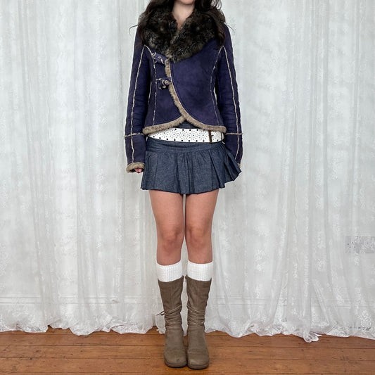 vintage 00s miss sixty blue short afghan coat