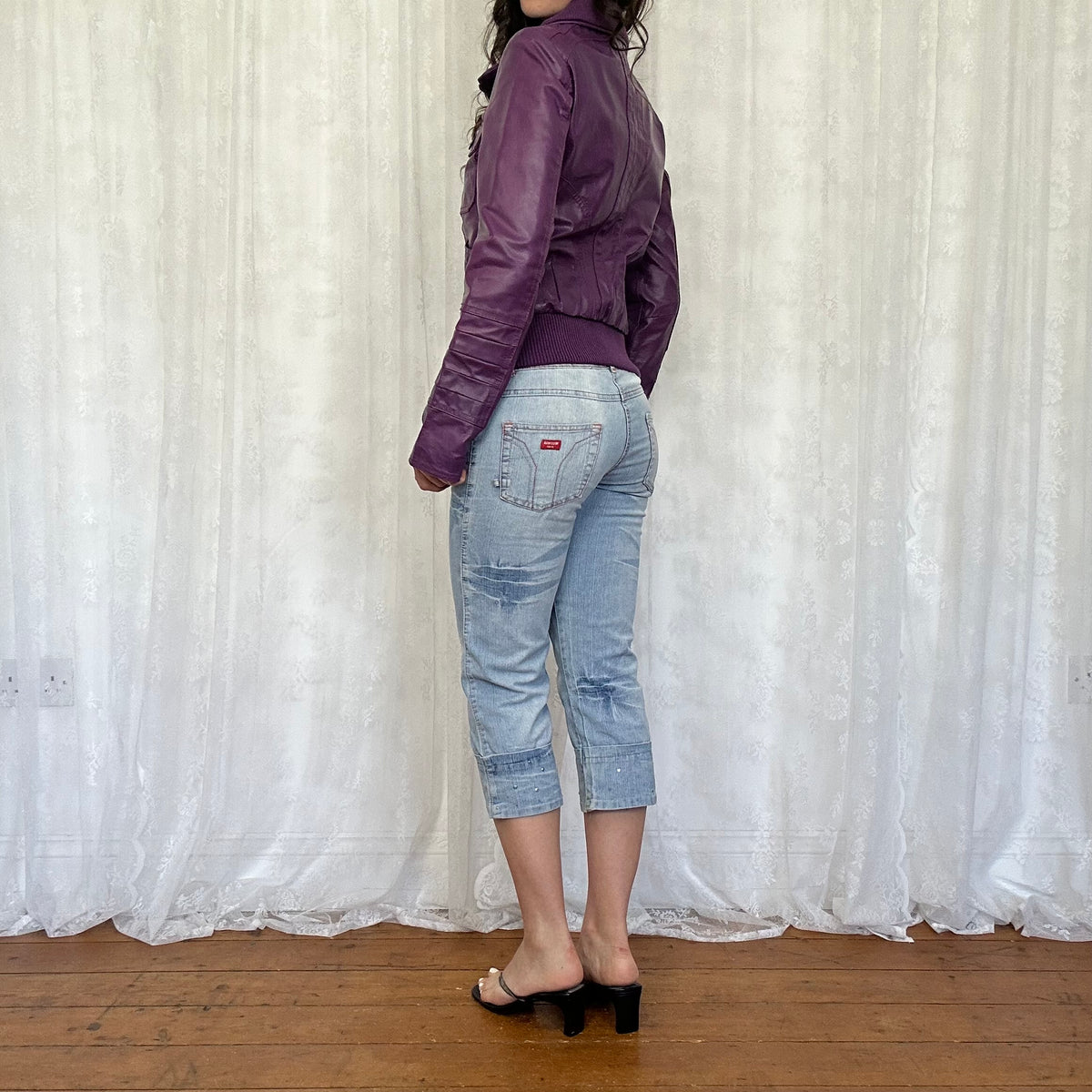 vintage 00s purple leather jacket